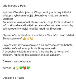 DĚKUJEME! A velmi si vážíme každé takové zprávy ❤️ Krásné a klidné svátky a pevné zdraví do nového roka Vám přejeme!...